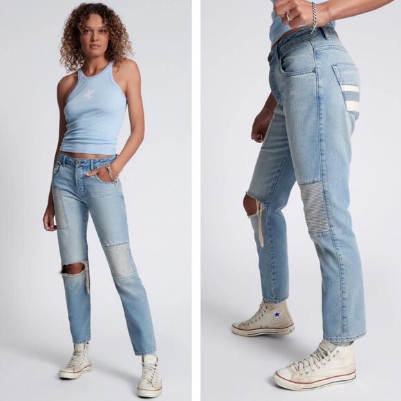 New! One teaspoon Blue Truckers Mid Waist Straight Leg Denim Jeans 37694 - Picture 14 of 14